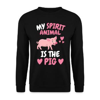 Animal fermier Mon animal spirituel est le cochon - Sweat-shirt Unisexe - noir - Devant - Alina (178cm) & Michal (187cm)