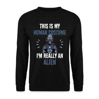 Creepy Costume Party Gift Funny Alien - Unisex Sweatshirt - black - Front - Alina (178cm) & Michal (187cm)