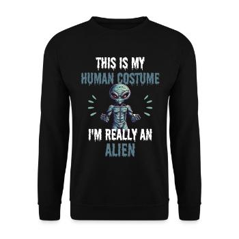 Funny gift for a costume party UFO Alien - Unisex Sweatshirt - black - Front - Alina (178cm) & Michal (187cm)
