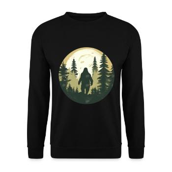 Outdoor Sasquatch Wald Kryptid Geschenk Bigfoot - Unisex Pullover - Schwarz - Vorne - Alina (178cm) & Michal (187cm)