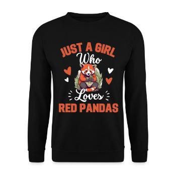 Chinesisches Zoo Tier Mädchen Geschenk Roter Panda - Unisex Pullover - Schwarz - Vorne - Alina (178cm) & Michal (187cm)