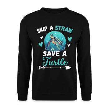 Meeresschildkröte Ozean Tier Rette die Schildkröte - Unisex Pullover - Schwarz - Vorne - Alina (178cm) & Michal (187cm)