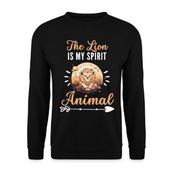 The lion is my spiritual animal Funny lion - Unisex Sweatshirt - black - Front - Alina (178cm) & Michal (187cm)