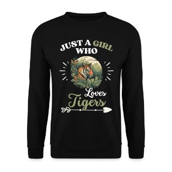 Zoo Tier Tiger Frauen Mädchen Geschenk Tiger - Unisex Pullover - Schwarz - Vorne - Alina (178cm) & Michal (187cm)