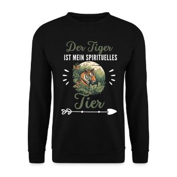 Der Tiger ist mein spirituelles Tier Lustig Tiger - Unisex Pullover - Schwarz - Vorne - Alina (178cm) & Michal (187cm)