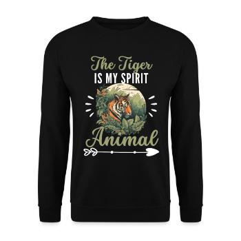 Der Tiger ist mein spirituelles Tier Asien Tiger - Unisex Pullover - Schwarz - Vorne - Alina (178cm) & Michal (187cm)