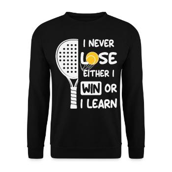 Padel I never Lose either I Win or I Learn - Unisex Sweatshirt - black - Front - Alina (178cm) & Michal (187cm)