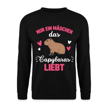 Capybara Mädchen Geschenk Niedliches Capybara - Unisex Pullover - Schwarz - Vorne - Alina (178cm) & Michal (187cm)