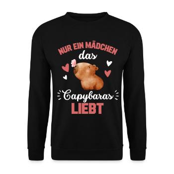 Nur ein Mädchen das Capybaras liebt Tier Capybara - Unisex Pullover - Schwarz - Vorne - Alina (178cm) & Michal (187cm)