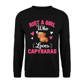 Nagetier Mädchen Tier Frauen Geschenk Capybara - Unisex Pullover - Schwarz - Vorne - Alina (178cm) & Michal (187cm)