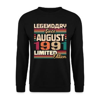 1991 Août Légende de l’anniversaire Août 1991 - Sweat-shirt Unisexe - noir - Devant - Alina (178cm) & Michal (187cm)