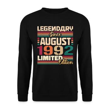 1992 Août Légende de l’anniversaire Août 1992 - Sweat-shirt Unisexe - noir - Devant - Alina (178cm) & Michal (187cm)