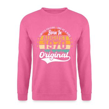 Août 1970 Idées cadeaux d’anniversaire 1970 Août - Sweat-shirt Unisexe - rose - Devant