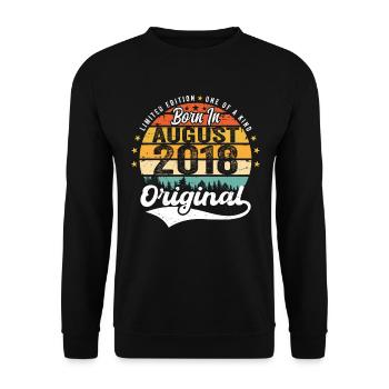 August 2018 Geburtstag Geschenkideen 2018 August - Unisex Pullover - Schwarz - Vorne - Alina (178cm) & Michal (187cm)