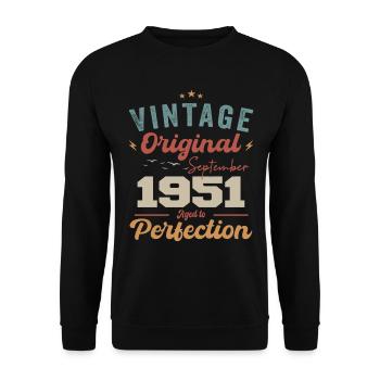 September 1951 Jubiläum 1951 September Geschenk - Unisex Pullover - Schwarz - Vorne - Alina (178cm) & Michal (187cm)