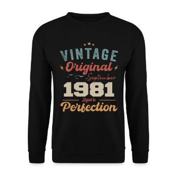 September 1981 Jubilee 1981 September Gift - Unisex Sweatshirt - black - Front - Alina (178cm) & Michal (187cm)