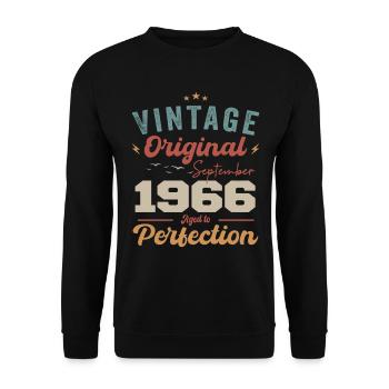 September 1966 Jubilee 1966 September Gift - Unisex Sweatshirt - black - Front - Alina (178cm) & Michal (187cm)