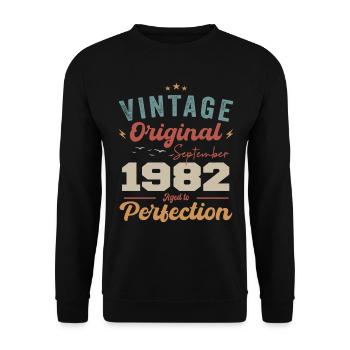 September 1982 Jubilee 1982 September Gift - Unisex Sweatshirt - black - Front - Alina (178cm) & Michal (187cm)