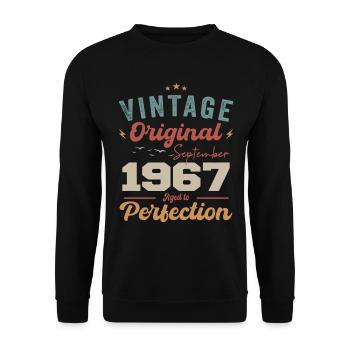 September 1967 Jubilee 1967 September Gift - Unisex Sweatshirt - black - Front - Alina (178cm) & Michal (187cm)