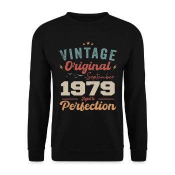 September 1979 Jubilee 1979 September Gift - Unisex Sweatshirt - black - Front - Alina (178cm) & Michal (187cm)