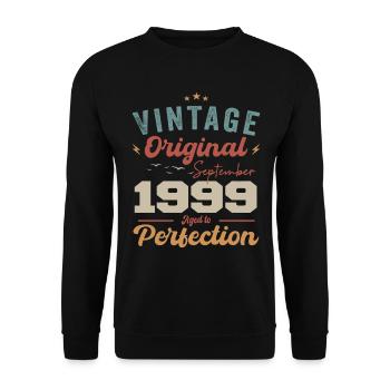September 1999 Anniversary 1999 September Gift - Unisex Sweatshirt - black - Front - Alina (178cm) & Michal (187cm)