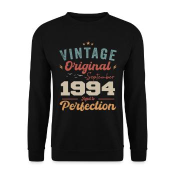 September 1994 Anniversary 1994 September Gift - Unisex Sweatshirt - black - Front - Alina (178cm) & Michal (187cm)