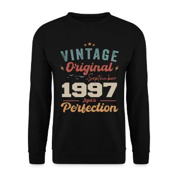 September 1997 Anniversary 1997 September Gift - Unisex Sweatshirt - black - Front - Alina (178cm) & Michal (187cm)