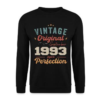 September 1993 Anniversary 1993 September Gift - Unisex Sweatshirt - black - Front - Alina (178cm) & Michal (187cm)