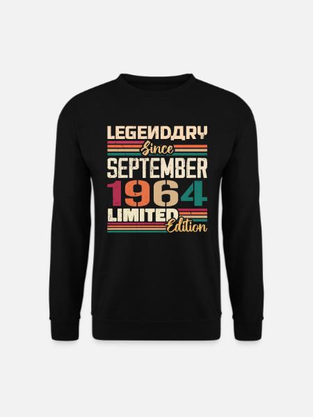 September 1964 Jubiläum 1964 September Geschenk - Unisex Pullover - Schwarz