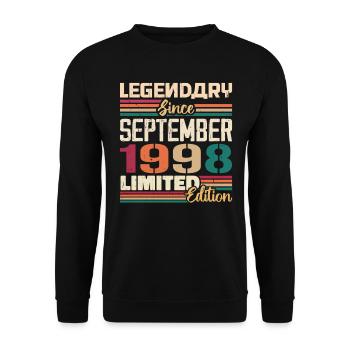 September 1998 Anniversary 1998 September Gift - Unisex Sweatshirt - black - Front - Alina (178cm) & Michal (187cm)