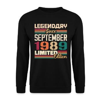 September 1989 Jubilee 1989 September Gift - Unisex Sweatshirt - black - Front - Alina (178cm) & Michal (187cm)