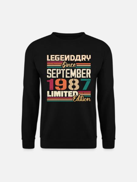 September 1987 Jubiläum 1987 September Geschenk - Unisex Pullover - Schwarz