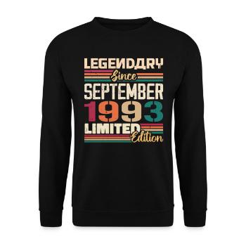 September 1993 Anniversary 1993 September Gift - Unisex Sweatshirt - black - Front - Alina (178cm) & Michal (187cm)