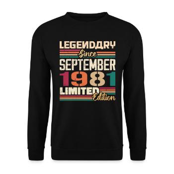 September 1981 Jubilee 1981 September Gift - Unisex Sweatshirt - black - Front - Alina (178cm) & Michal (187cm)