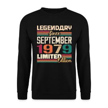September 1979 Jubilee 1979 September Gift - Unisex Sweatshirt - black - Front - Alina (178cm) & Michal (187cm)