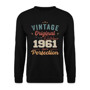October 1961 Birthday Present 1961 October - Unisex Sweatshirt - black - Front - Alina (178cm) & Michal (187cm)