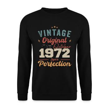 Octobre 1972 Cadeau d’anniversaire 1972 Octobre - Sweat-shirt Unisexe - noir - Devant - Alina (178cm) & Michal (187cm)