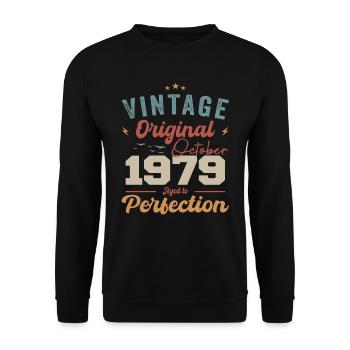 Octobre 1979 Cadeau d’anniversaire 1979 Octobre - Sweat-shirt Unisexe - noir - Devant - Alina (178cm) & Michal (187cm)