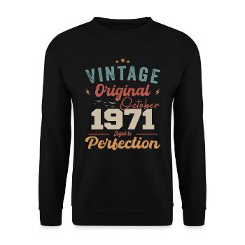 October 1971 Birthday Present 1971 October - Unisex Sweatshirt - black - Front - Alina (178cm) & Michal (187cm)