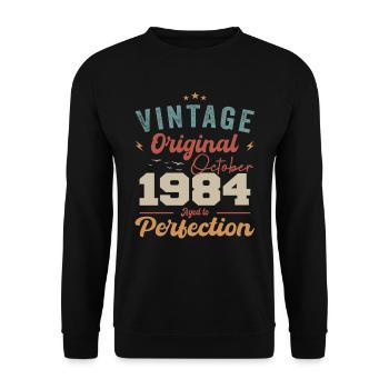 October 1984 Birthday Present 1984 October - Unisex Sweatshirt - black - Front - Alina (178cm) & Michal (187cm)