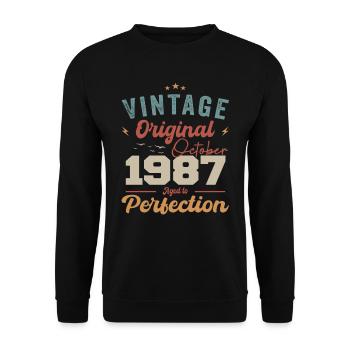 October 1987 Birthday Present 1987 October - Unisex Sweatshirt - black - Front - Alina (178cm) & Michal (187cm)