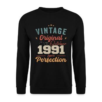 Octobre 1991 Cadeau d’anniversaire 1991 Octobre - Sweat-shirt Unisexe - noir - Devant - Alina (178cm) & Michal (187cm)