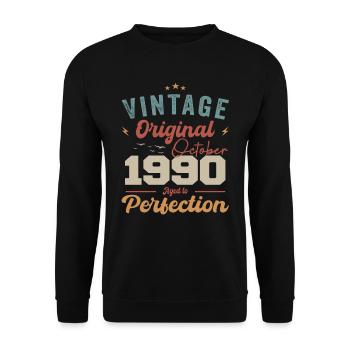 October 1990 Birthday Present 1990 October - Unisex Sweatshirt - black - Front - Alina (178cm) & Michal (187cm)