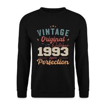 Oktober 1993 Geburtstagsgeschenk 1993 Oktober - Unisex Pullover - Schwarz - Vorne - Alina (178cm) & Michal (187cm)