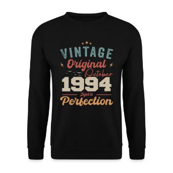 October 1994 Birthday Present 1994 October - Unisex Sweatshirt - black - Front - Alina (178cm) & Michal (187cm)