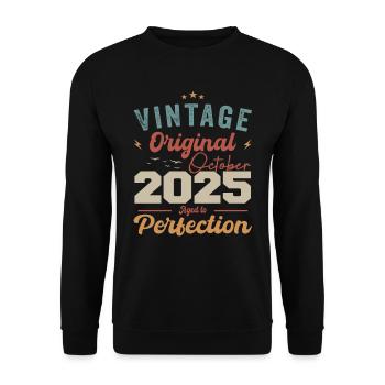 Oktober 2025 Geburtstagsgeschenk 2025 Oktober - Unisex Pullover - Schwarz - Vorne - Alina (178cm) & Michal (187cm)