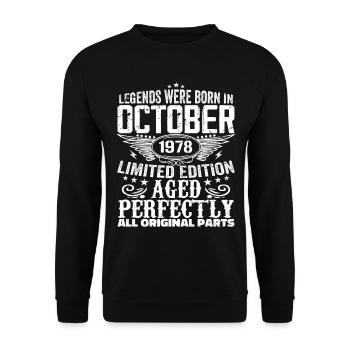 Legends are born in October 1978 - 1978 - Unisex Sweatshirt - black - Front - Alina (178cm) & Michal (187cm)