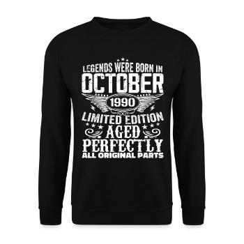 Legenden werden im Oktober 1990 geboren - 1990 - Unisex Pullover - Schwarz - Vorne - Alina (178cm) & Michal (187cm)