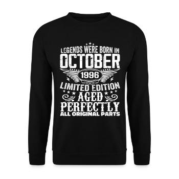 Legenden werden im Oktober 1996 geboren - 1996 - Unisex Pullover - Schwarz - Vorne - Alina (178cm) & Michal (187cm)