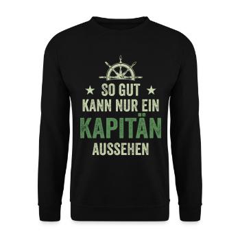 So gut kann nur ein Kapitän aussehen - Unisex Pullover - Schwarz - Vorne - Alina (178cm) & Michal (187cm)